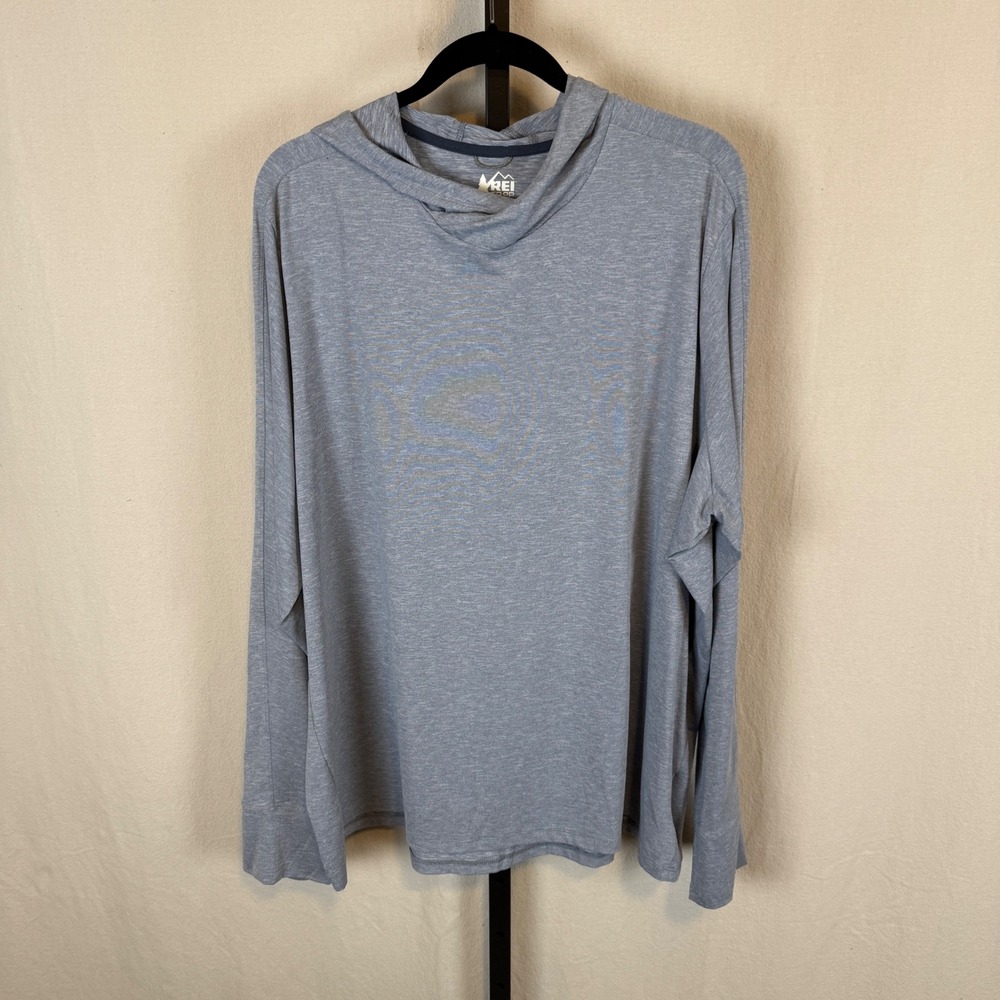 REI Mens 3XL Lightweight Gray Sahara Shade Hoodie Long Sleeve Active Shirt